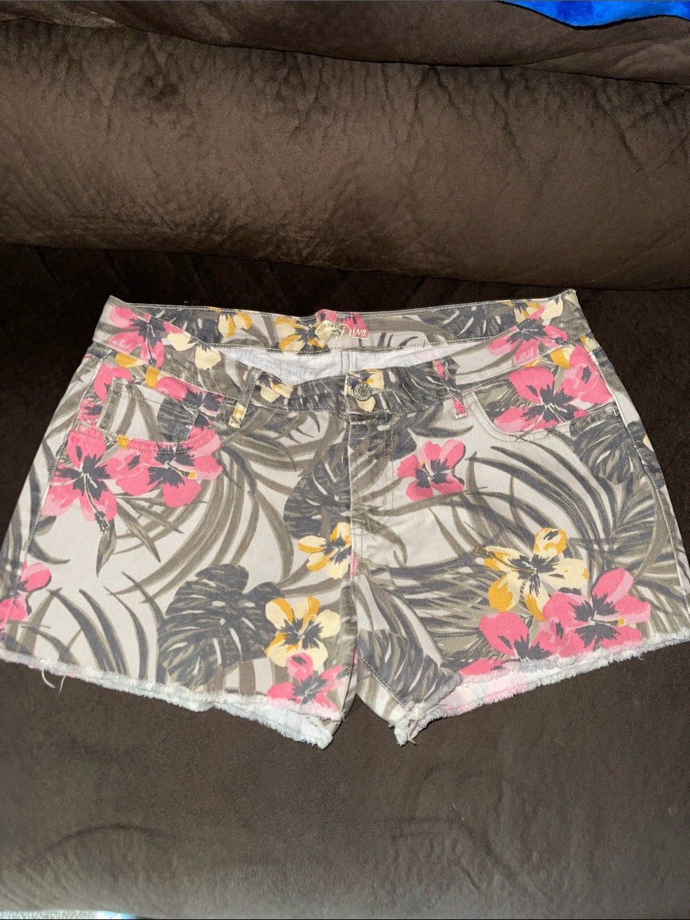 Old Navy Floral Denim Shorts in Pink & Yellow